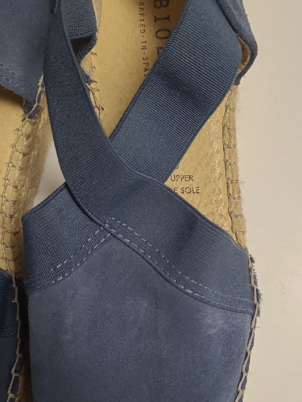 Fabiolas Women’s Handcrafted Suede Independence Blue Espadrille Flats - Size 9